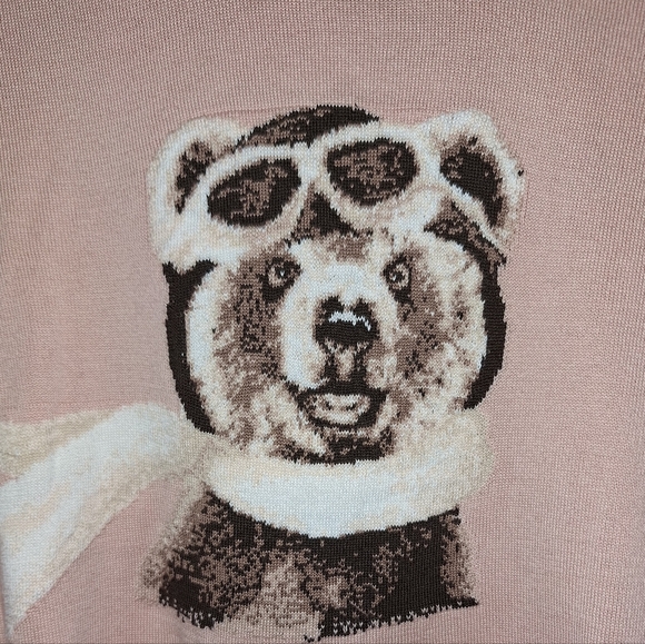 Lands' End Light Pink Sweater with Bear Design - Picture 2 of 5